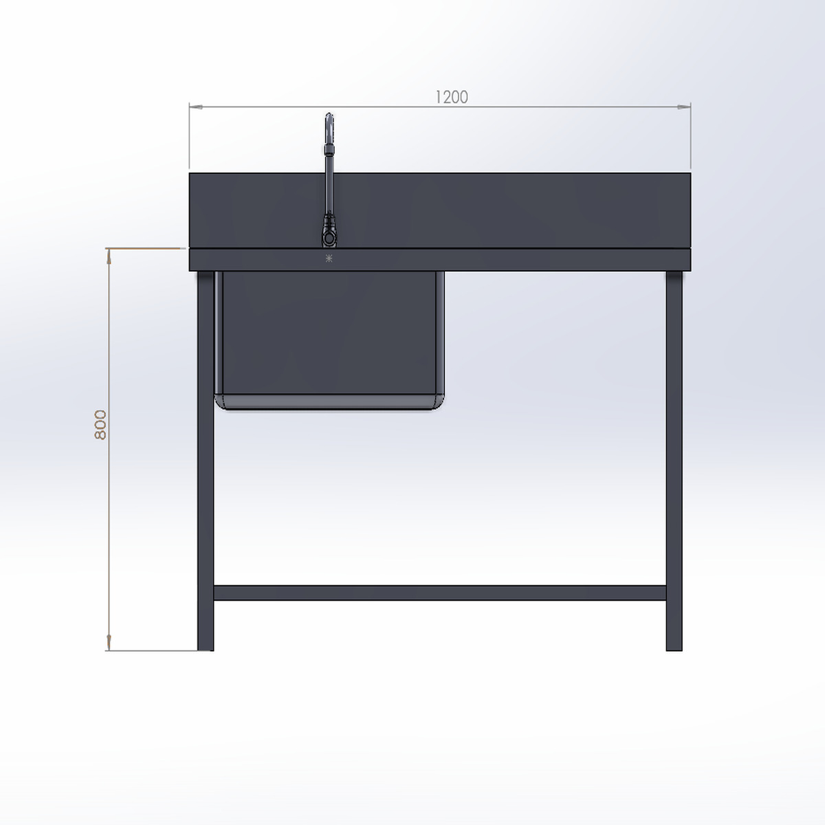 Chậu Rửa Công Nghiệp 1 Hố Có Bàn Chờ (700x1200x800)