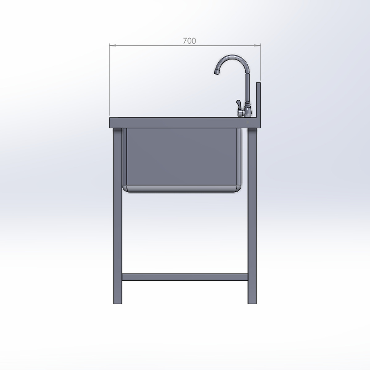 Chậu Rửa Công Nghiệp 1 Hố Có Bàn Chờ (700x1200x800)