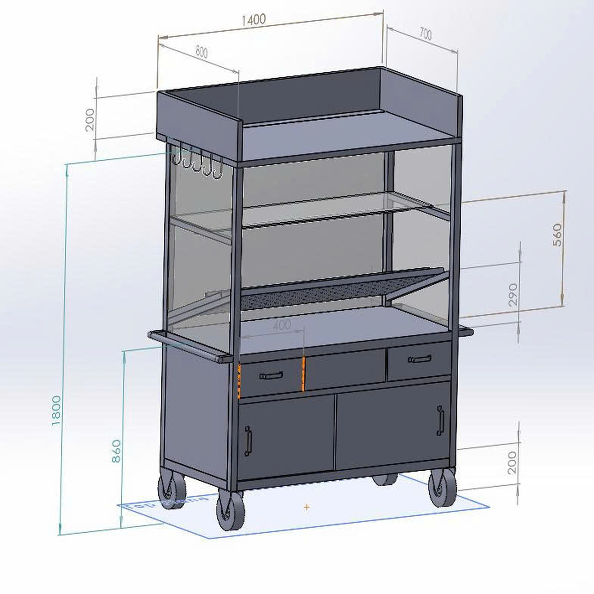Xe Bán Bánh Mì / Xe Treo Thịt Inox