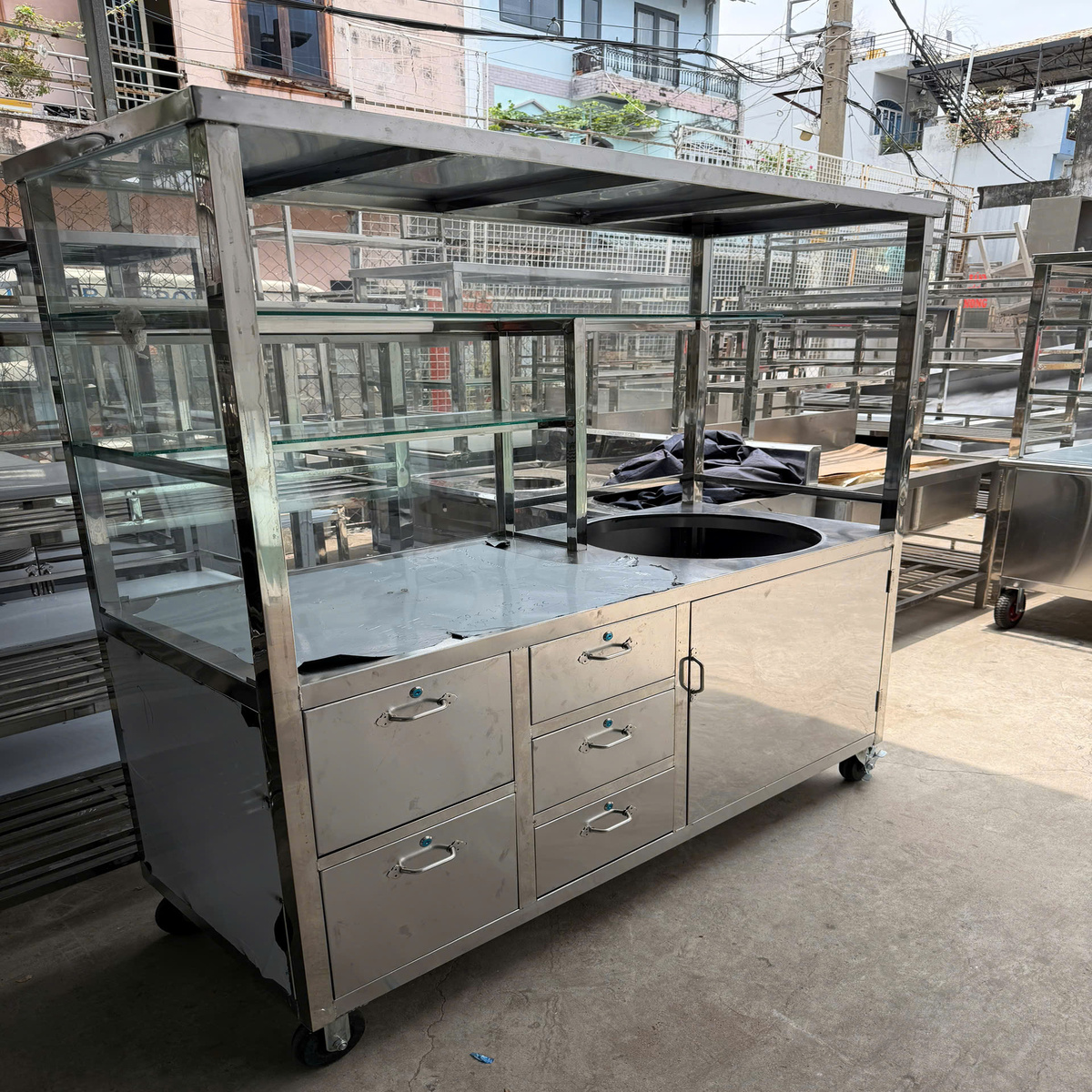 Xe Bán Phở / Hủ Tiếu Inox Kính