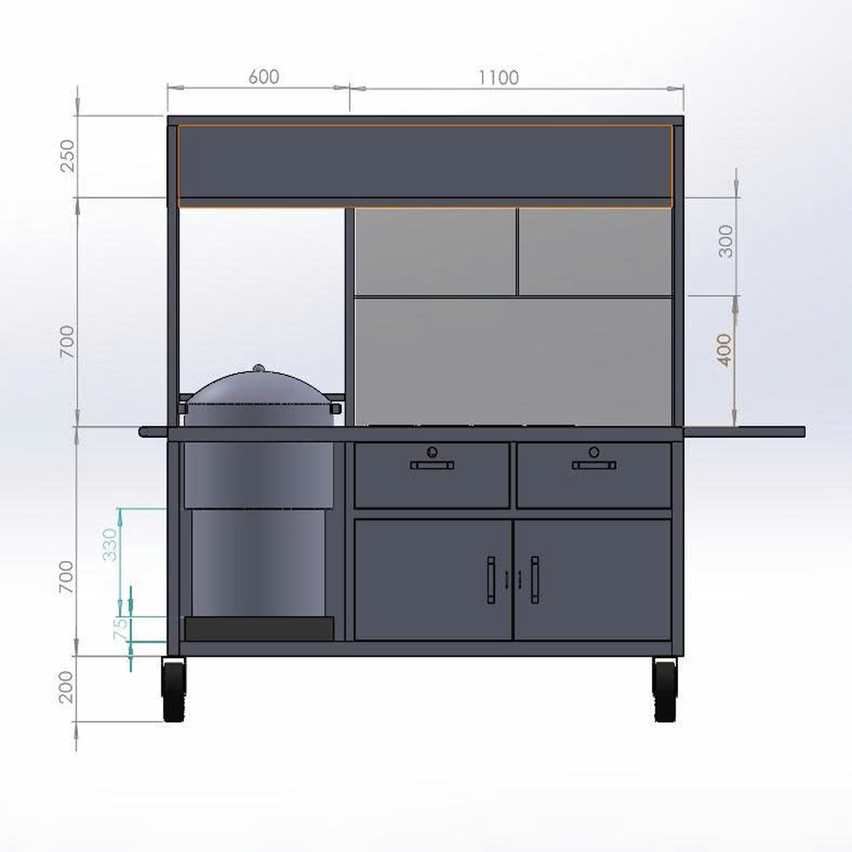Xe Bán Phở / Hủ Tiếu Inox Kính