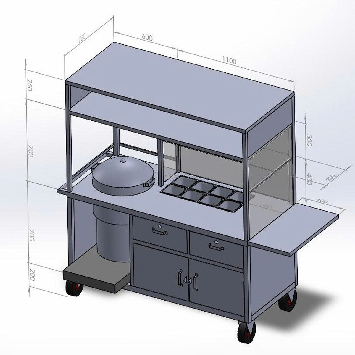 Xe Bán Phở / Hủ Tiếu Inox Kính