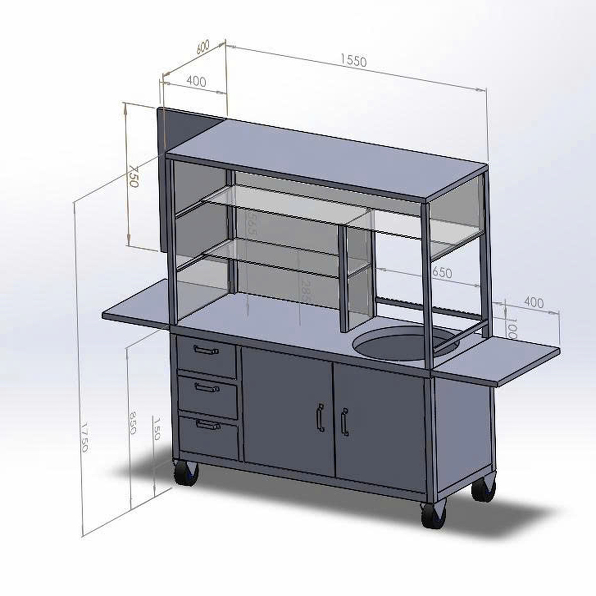 Xe Bán Phở / Hủ Tiếu Inox Kính
