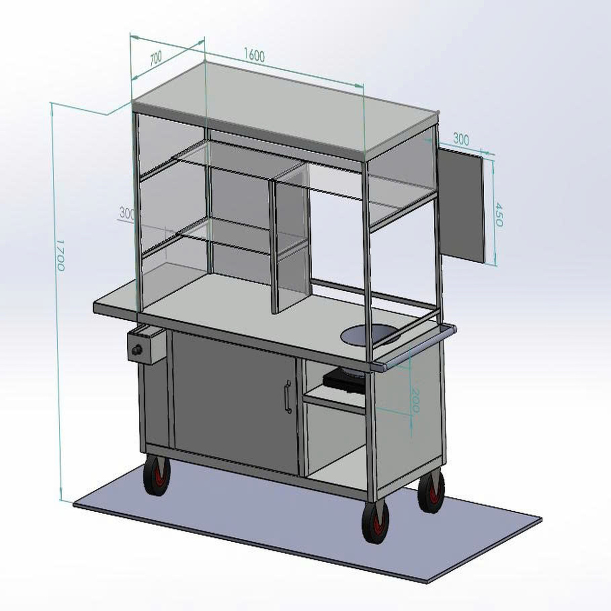 Xe Bán Phở / Hủ Tiếu Inox Kính