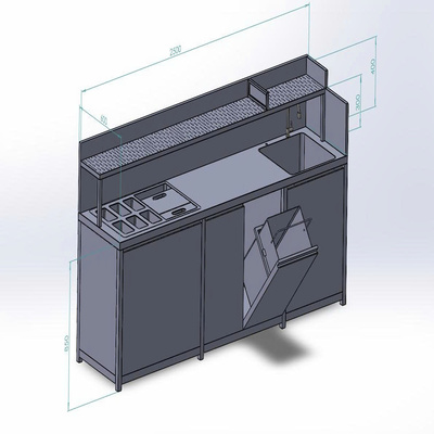 Quầy Pha Chế Trà Sữa Inox Tích Hợp Khay Topping