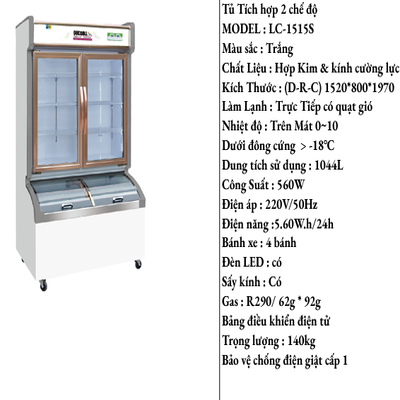 Tủ Trưng Bày Tích Hợp 2 Chế Độ Đông Mát LC-1515S (1044L)