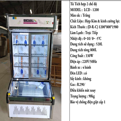 Tủ Trưng Bày Tích Hợp 2 Chế Độ Đông Mát (LCD-1200)