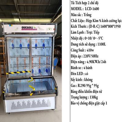 Tủ Trưng Bày Tích Hợp 2 Chế Độ Đông Mát LCD-1600