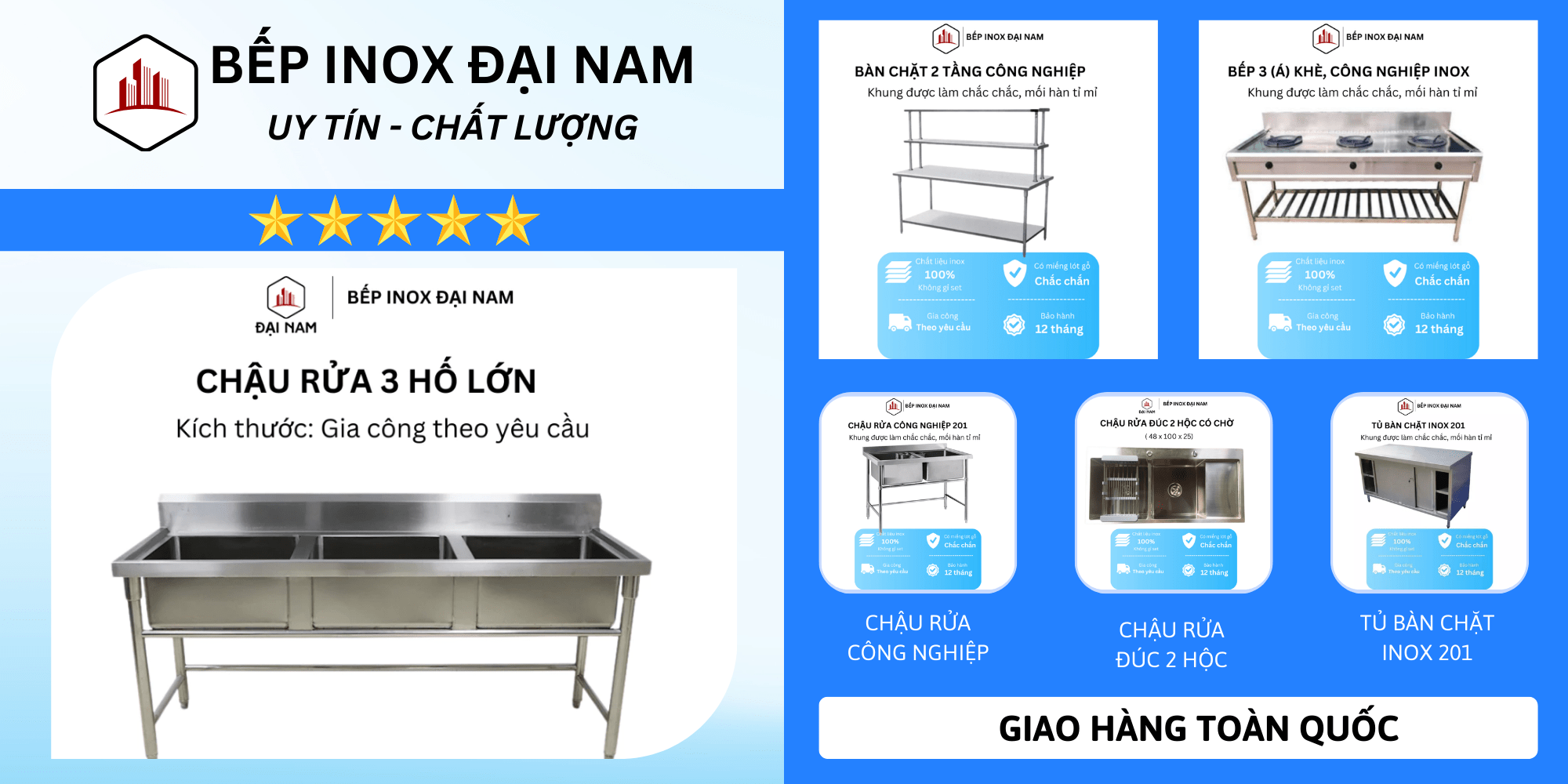 【TOP 1】Đồ bếp Inox Đại An Nam - Bàn, Ghế, Xe Bánh Mì & Bồn Rửa Chén inox Chất Lượng Cao tại TP.HCM